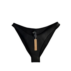 SKIMS Rubberized Scuba Swim Tanga Bikini Bottom Size L Onyx Black NEW